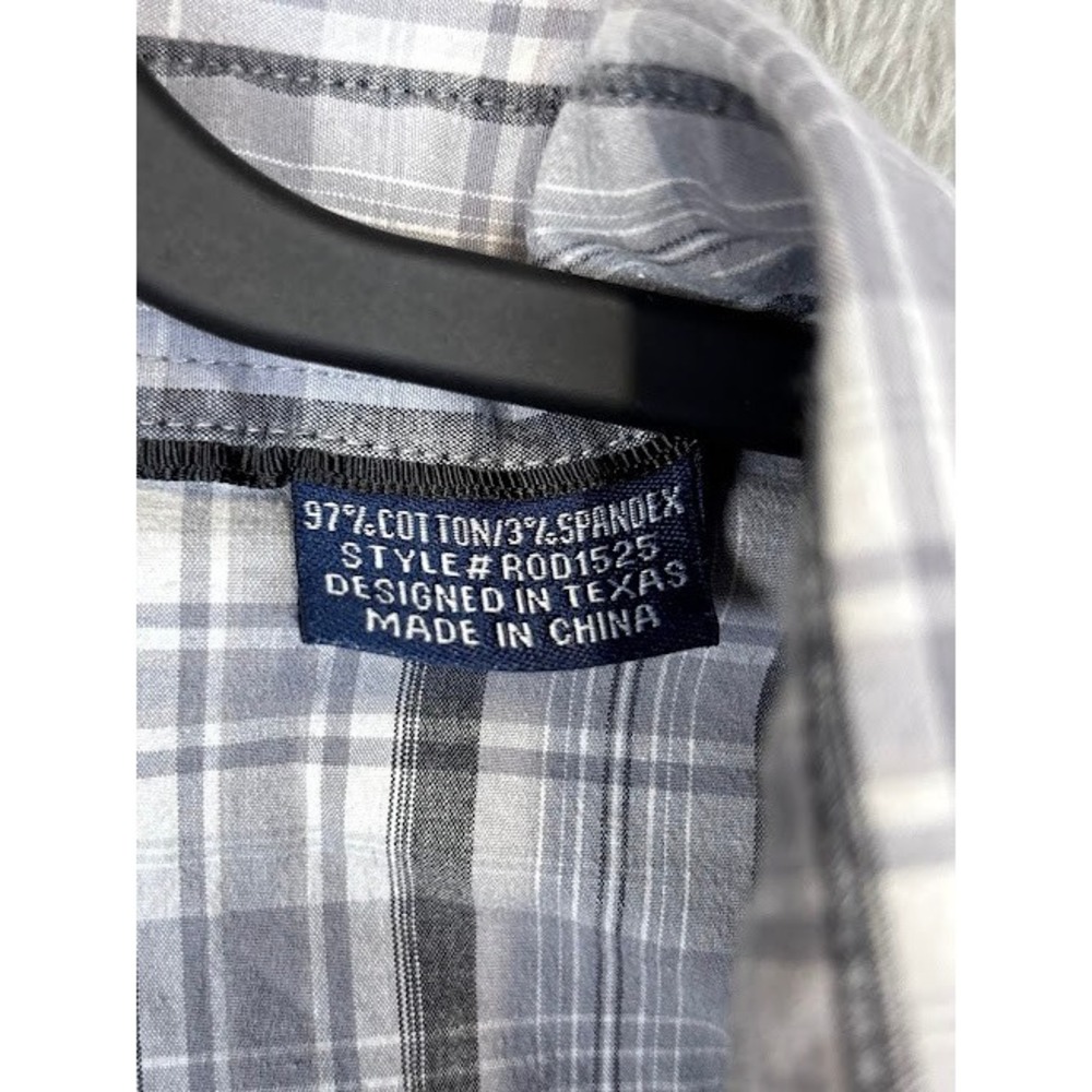 Panhandle Roughstock XXL Plaid‎ Button Down Shirt Menswear Gray White - Picture 7 of 10